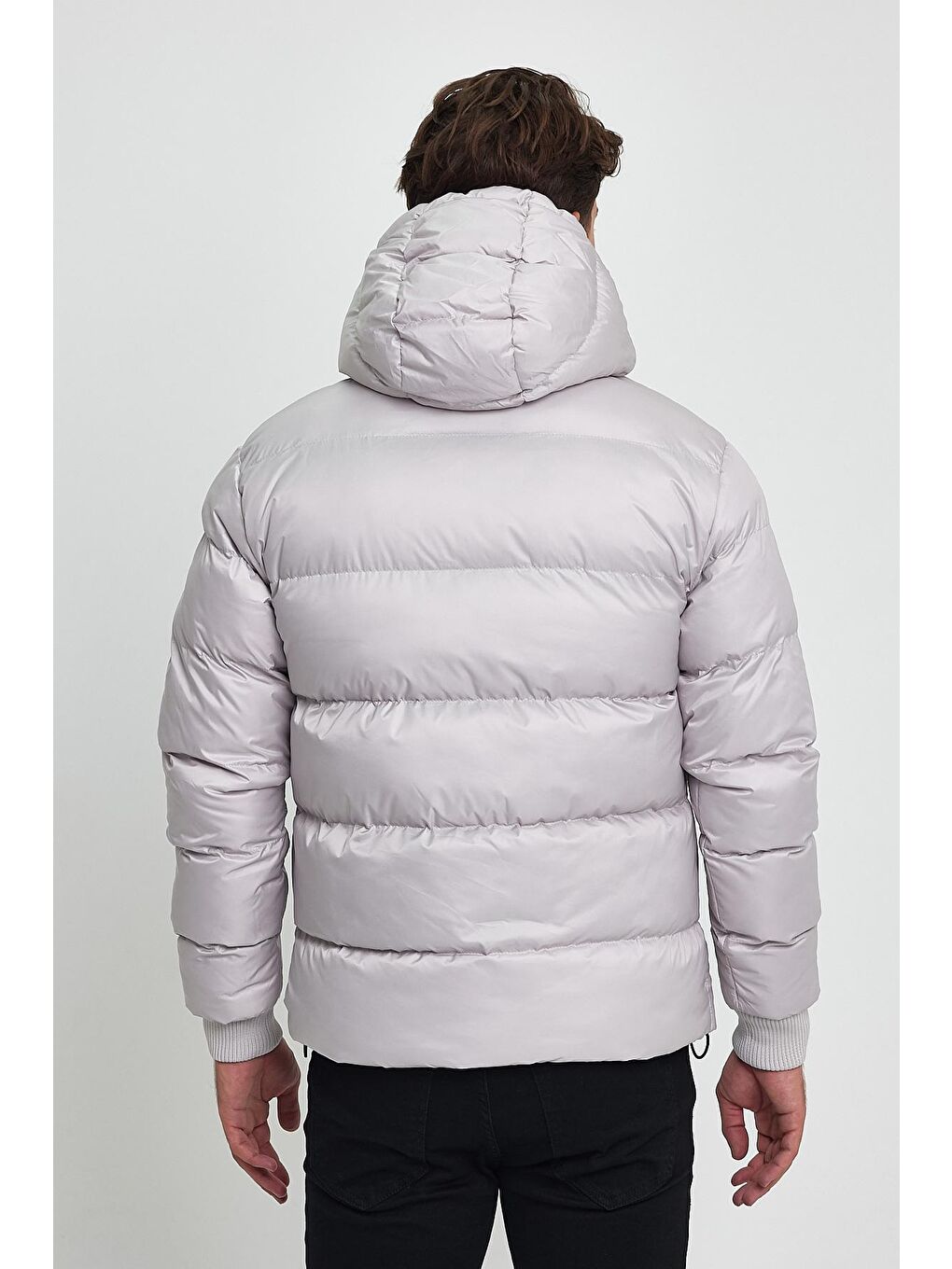 Bej Erkek Kapüşonu Çıkmaz Şişme Mont-4