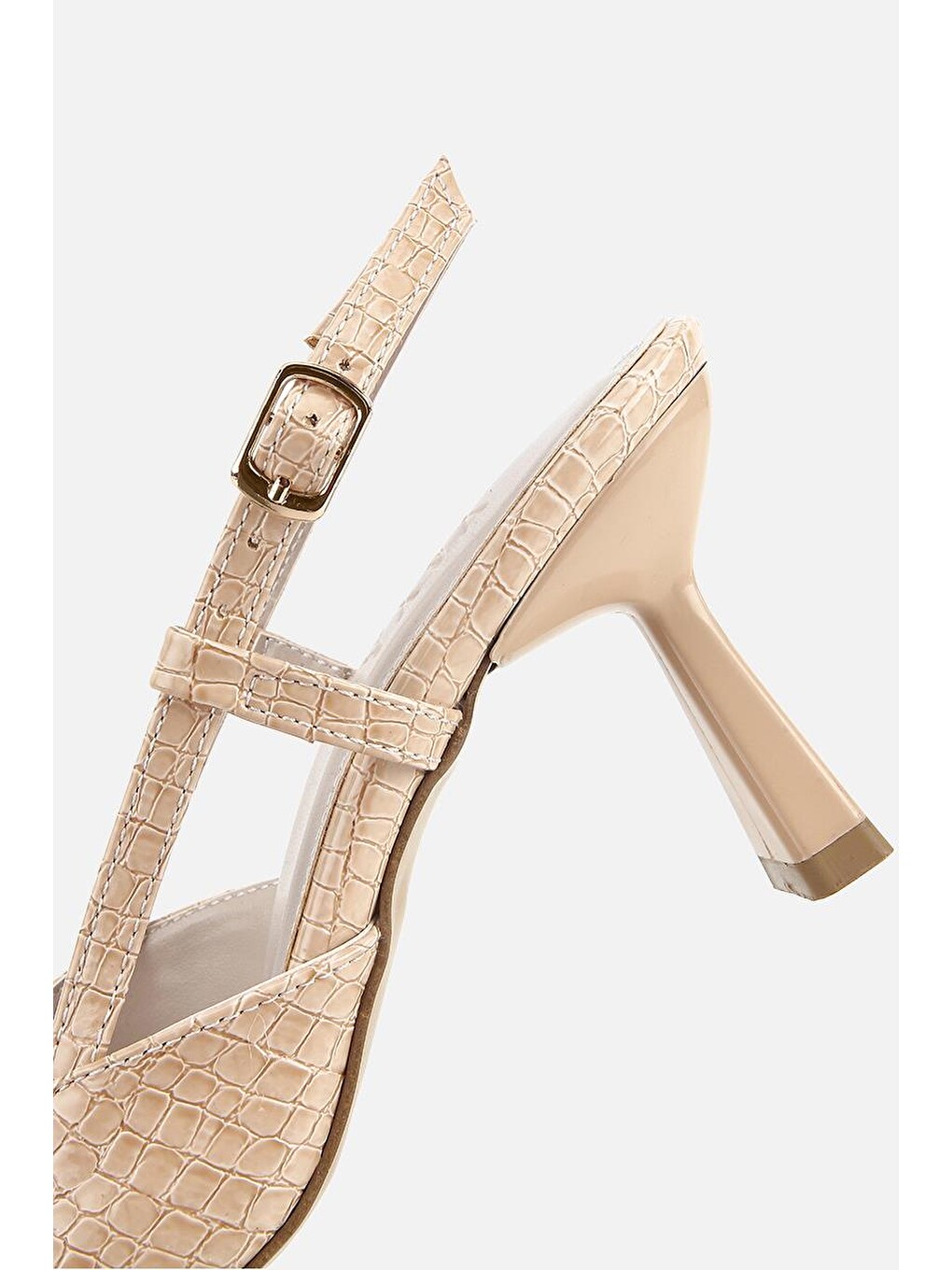 Bej Kadın Pembe Arkası Açık İnce Topuklu Stiletto-5