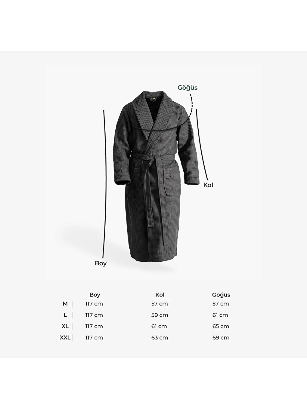 Afra Erkek Pike Bornoz %100 Pamuk Antrasit-3