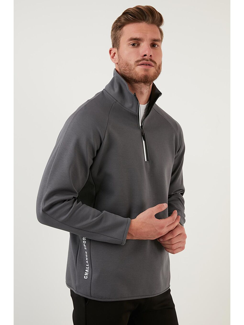 Haki Pamuklu Regular Fit Yarım Fermuarlı Balıkçı Yaka Sweat 5905260-3