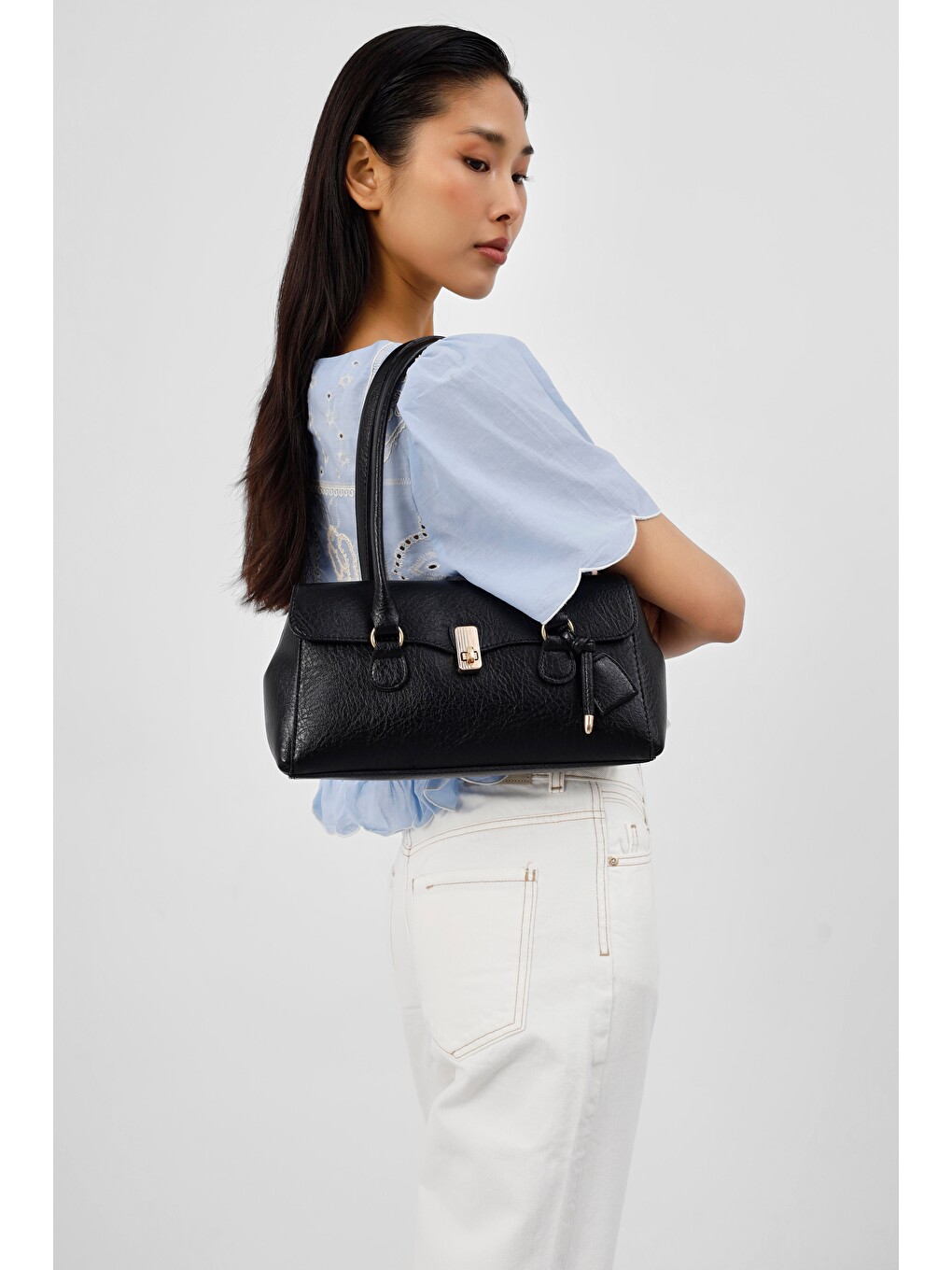 Lunera Vintage Baget Çanta Siyah-6