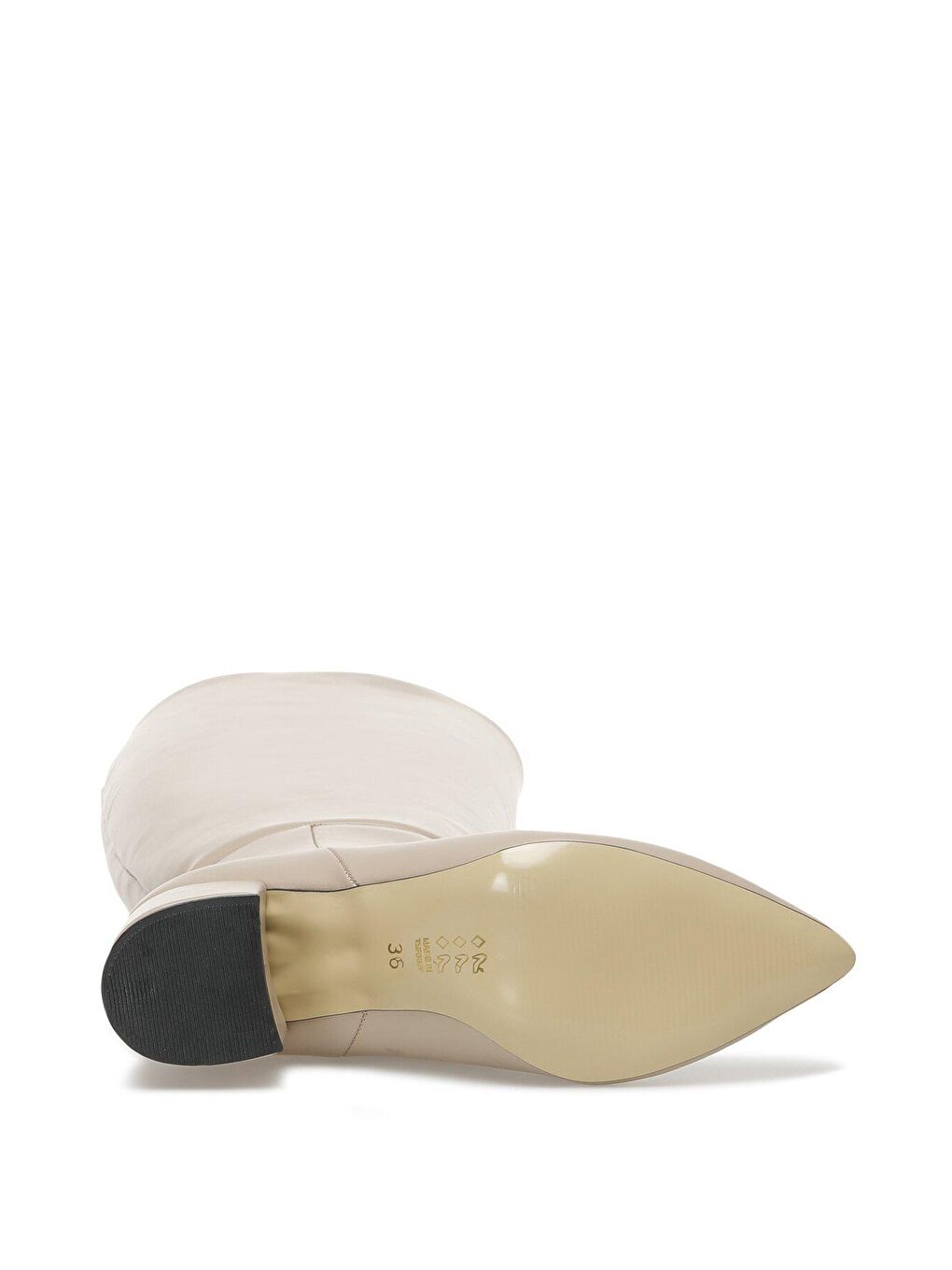 Bej SENRY 2PR Krem Kadın Topuklu Çizme-3