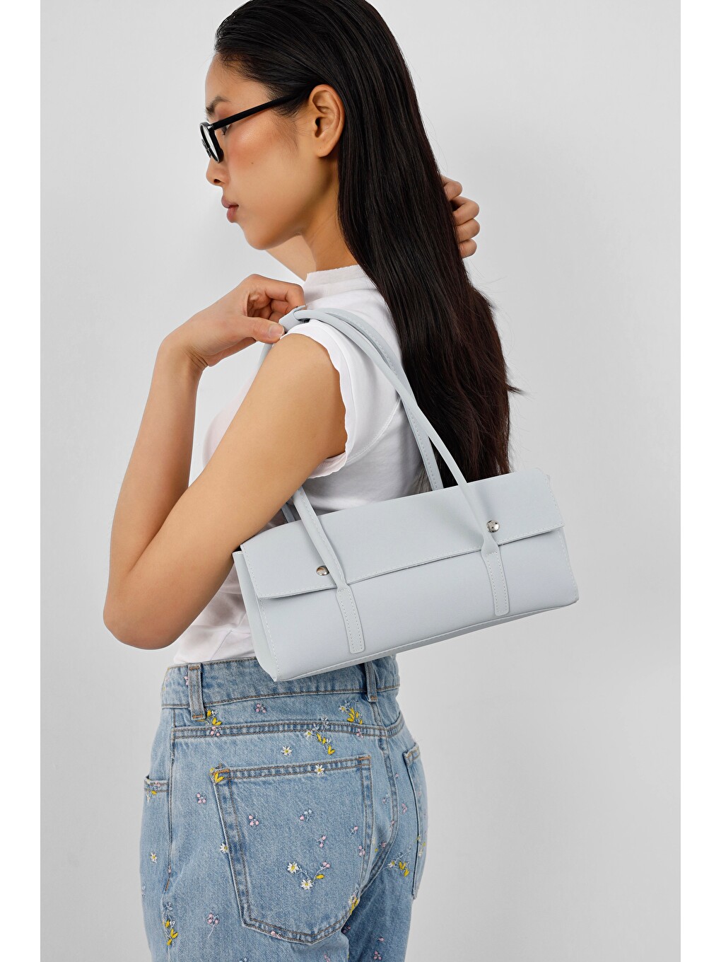 Mari Vintage Baget Çanta Bebe Mavi-1