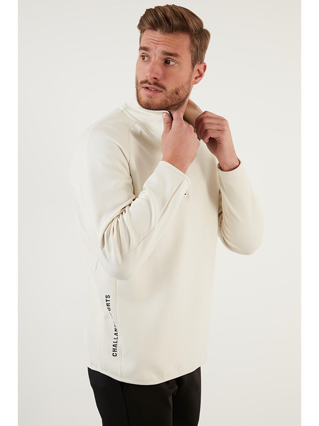 Buratti Ekru Pamuklu Regular Fit Yarım Fermuarlı Balıkçı Yaka Erkek Sweatshirt 5905260 - 2