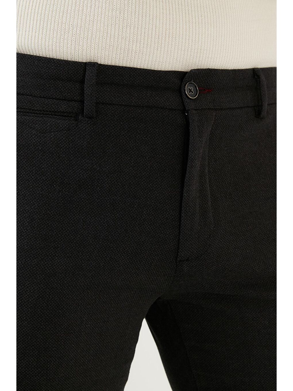 Siyah Pamuklu Normal Bel Slim Fit Dar Paça Erkek Pantolon 216SACUNES-4