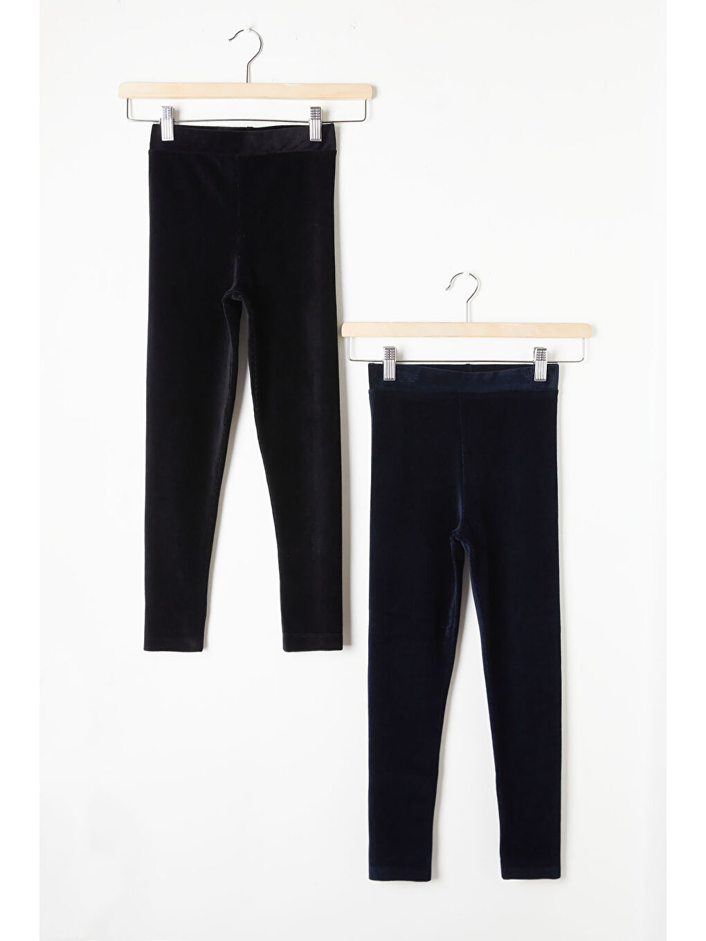 Kız Çocuk Fitilli 2li Kadife Tayt Siyah-Lacivert 16488-2
