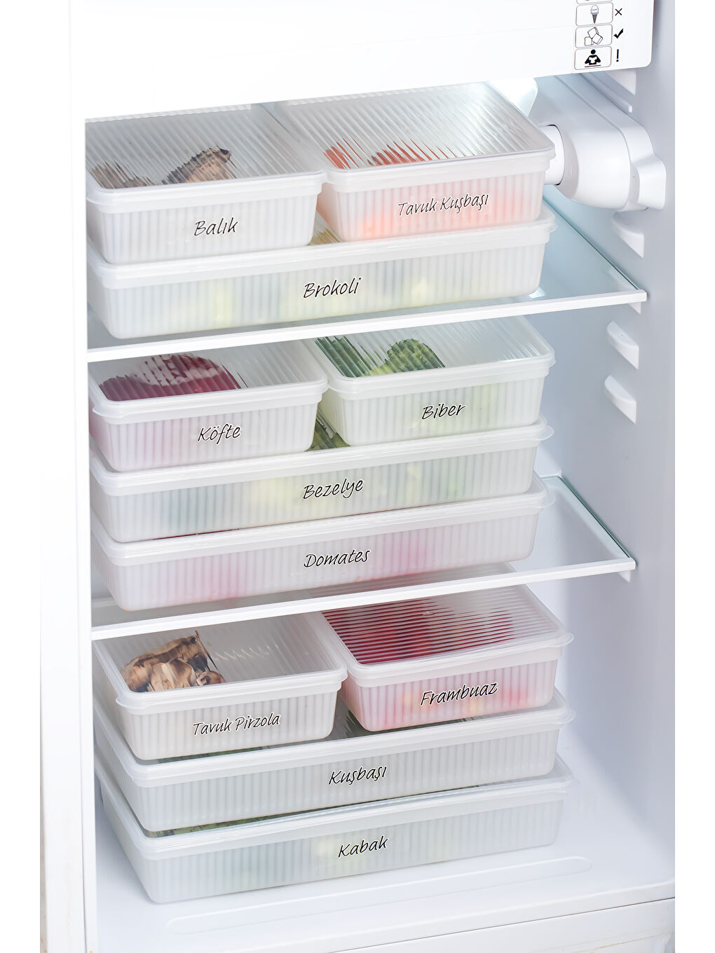 24lü Buzdolabı Düzenleyici Derin Dondurucuya -25 Uygun Etiketli Buzluk Bakliyat Saklama Kabı - Beyaz-2