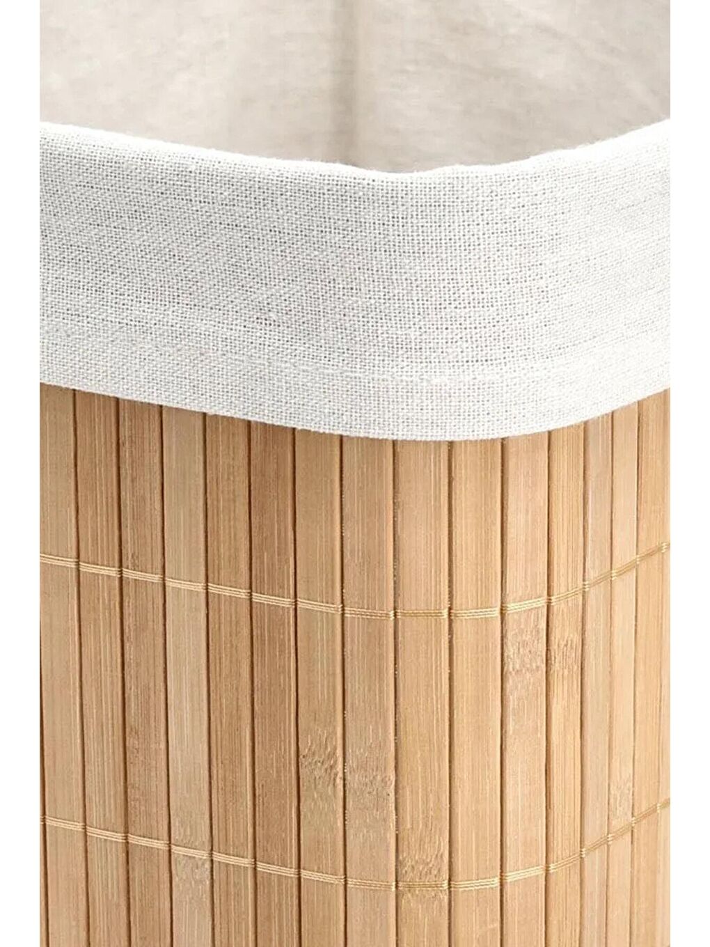 Bej Dekoratif Bambu Katlanabilir Sepet Organizer - Dolap Raf Düzenleyici Kare Saklama Kutusu 30 x 15 cm-4