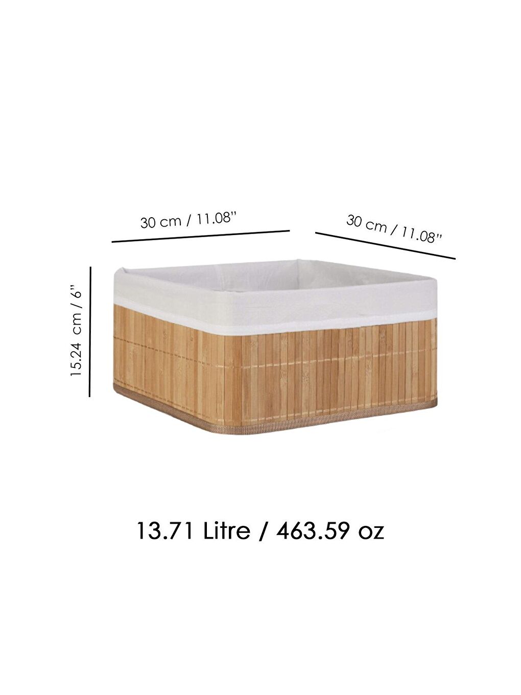 Bej Dekoratif Bambu Katlanabilir Sepet Organizer - Dolap Raf Düzenleyici Kare Saklama Kutusu 30 x 15 cm-6