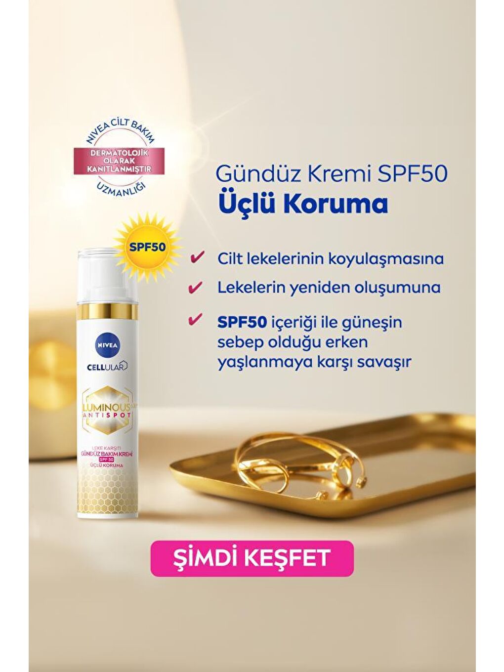 NIVEA Şeffaf Luminous630 Leke Karşıtı Gündüz Yüz Kremi 40 ml, Spf50 Yüksek Güneş Korumalı, E Vitamini - 4