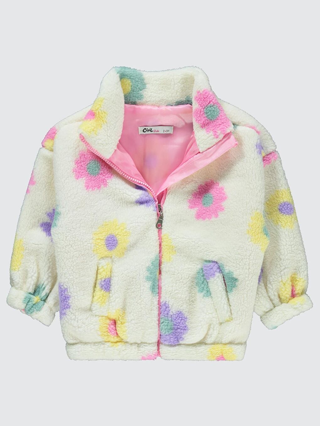 Ekru Girls Papatya Desenli 2-5 Yaş Hırka-1