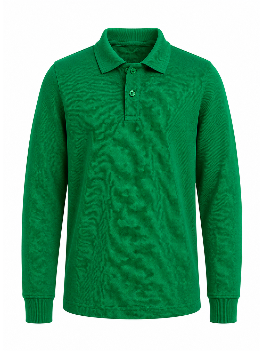 Yeşil Kids Polo Yaka Basic Uzun Kollu Unisex Erkek Çocuk Tişört-3