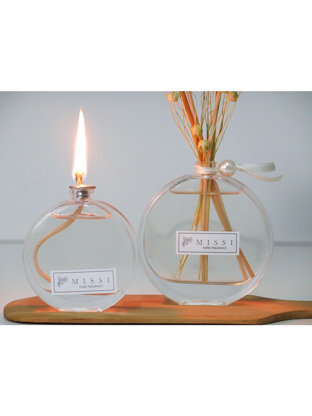 Renksiz Doğal Çiçekli Yasemin Sandal Oda Kokusu ve Kandil Seti-1