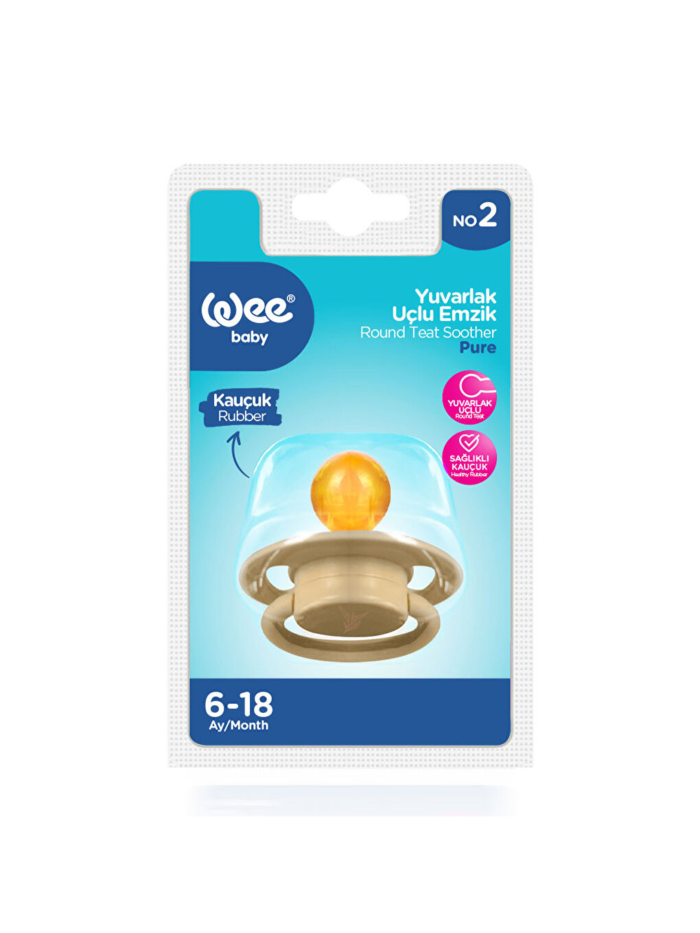 Pure Yuvarlak Uçlu Kauçuk Emzik No:2 - KREM-3