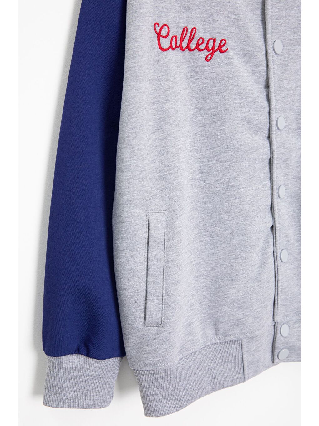 Gri Yazı Nakışlı Kolej Ceketli Erkek Çocuk Eşofman Takımı 21223-2