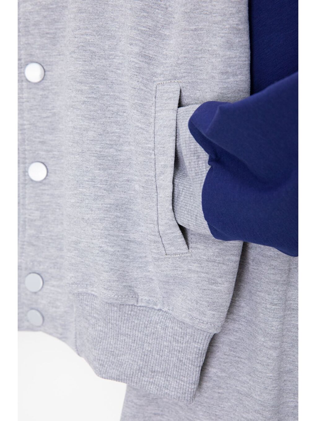 Gri Yazı Nakışlı Kolej Ceketli Erkek Çocuk Eşofman Takımı 21223-3