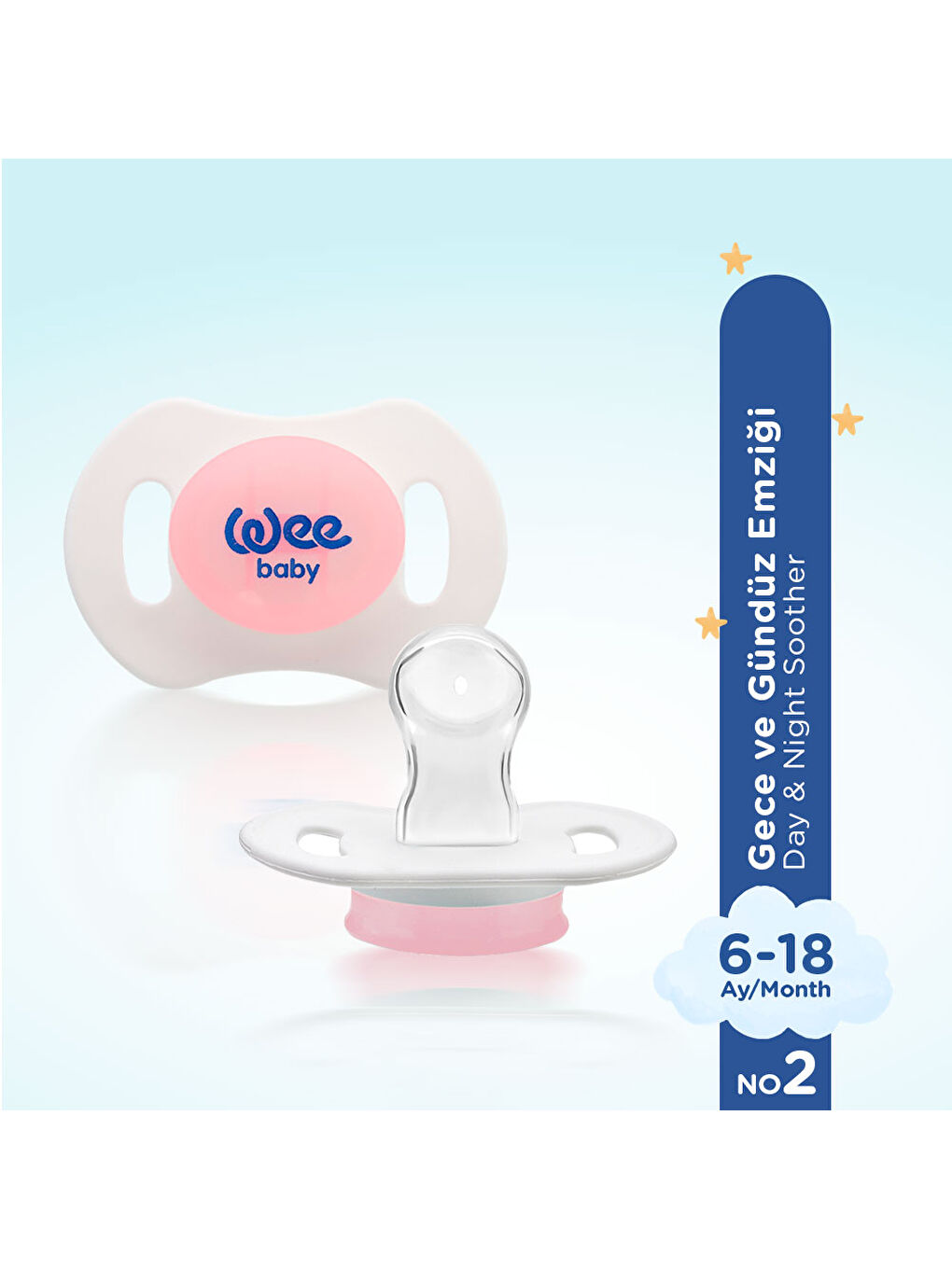 2'li Gece Gündüz Emzik No:2 (Saklama Kabı Hediyeli) - PEMBE-1