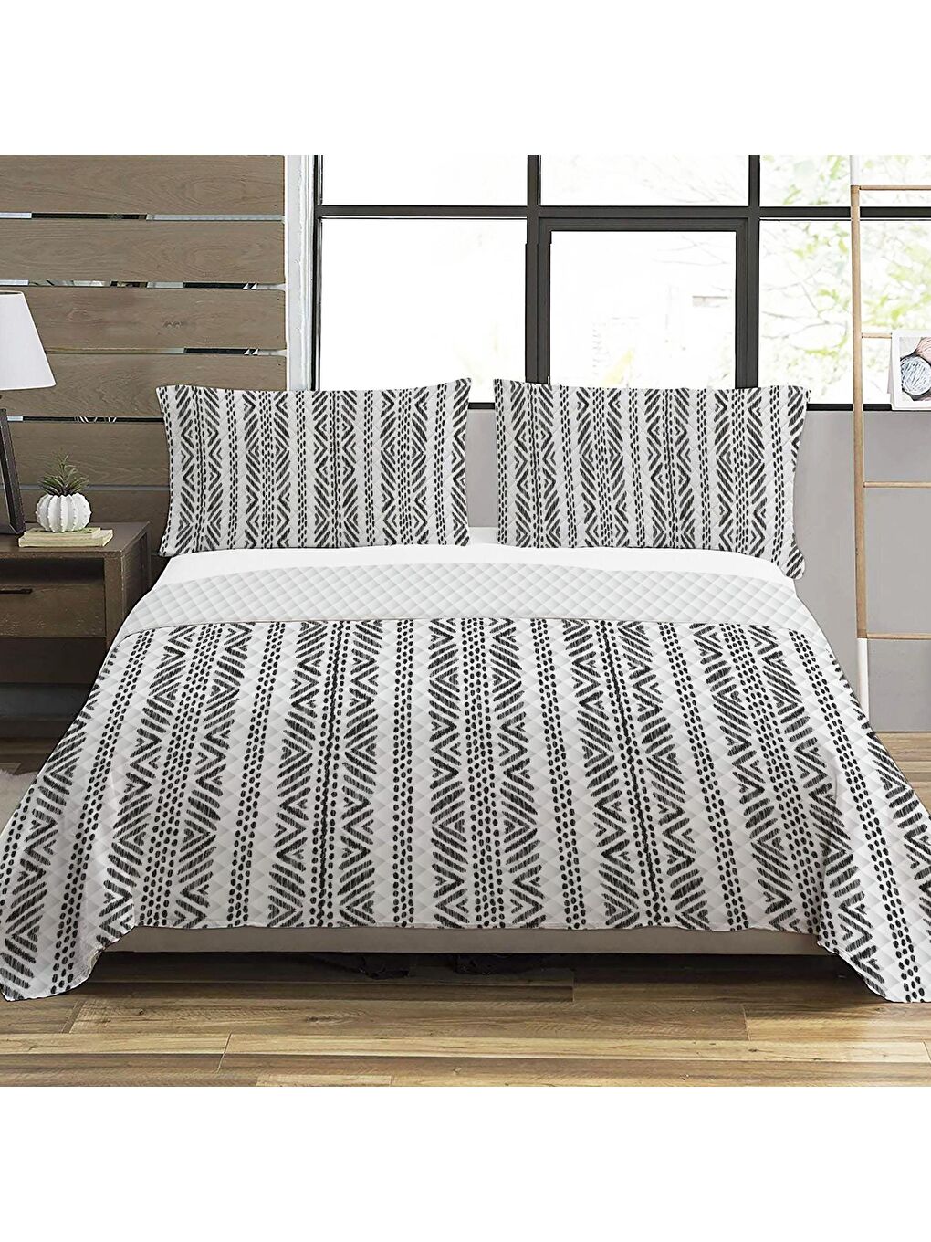 Karışık Modern Desen Çift Kişilik Baskılı Pike (200x220 Cm) Renkli