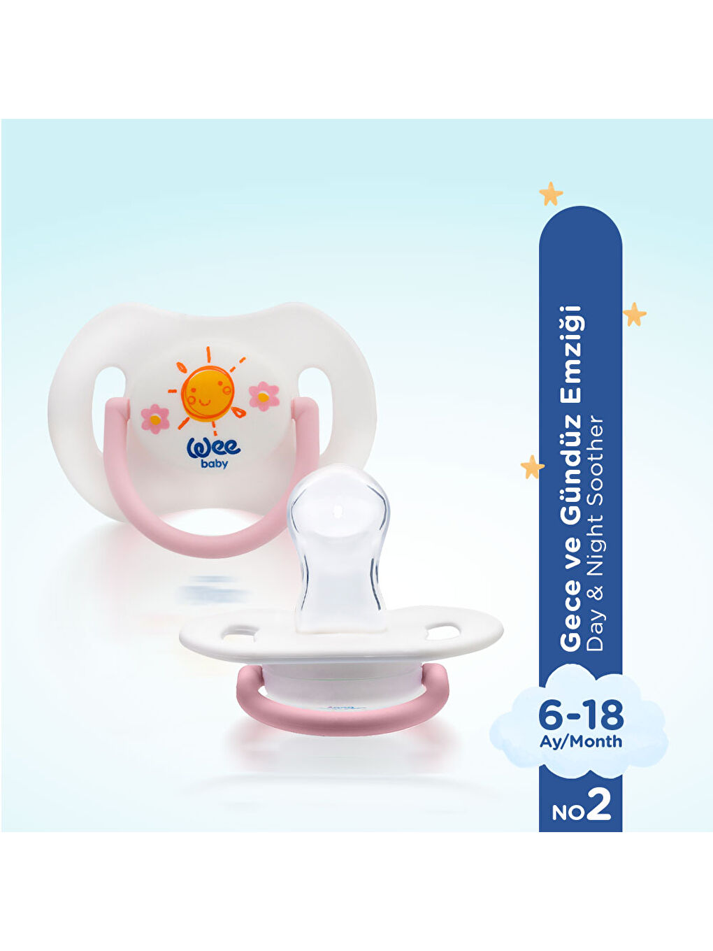 2'li Gece Gündüz Emzik No:2 (Saklama Kabı Hediyeli) - PEMBE-2