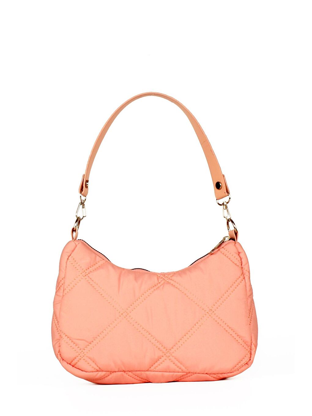 Pembe Kadın Çift Askılı Saten Dokulu Baguette&Omuz Çantası (10591)-1