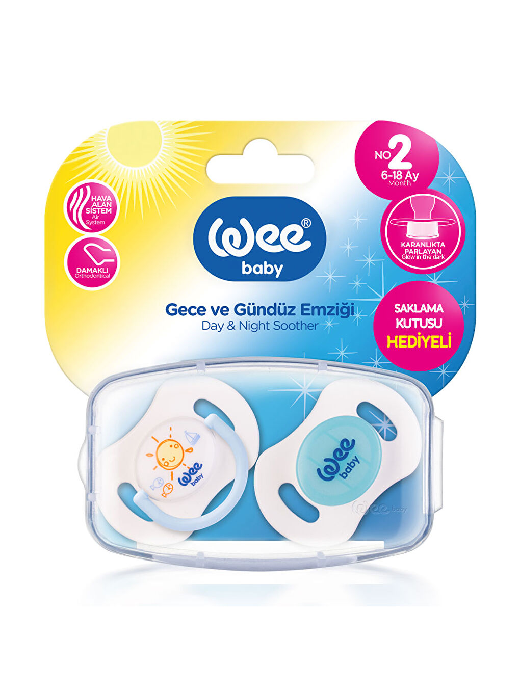 2'li Gece Gündüz Emzik No:2 (Saklama Kabı Hediyeli) - PEMBE-4