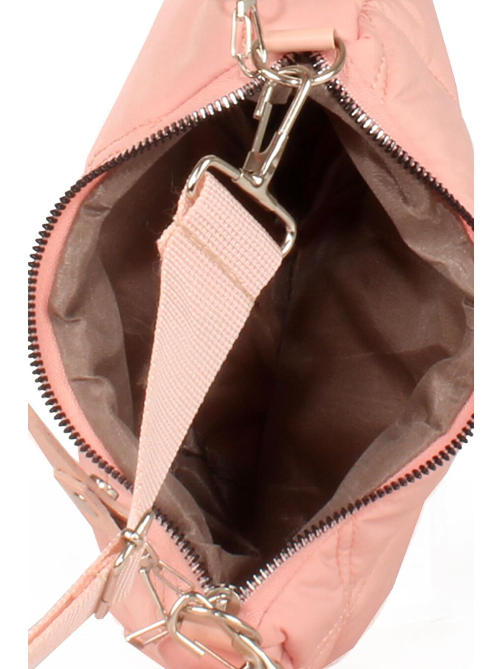 Pembe Kadın Çift Askılı Saten Dokulu Baguette&Omuz Çantası (10591)-2
