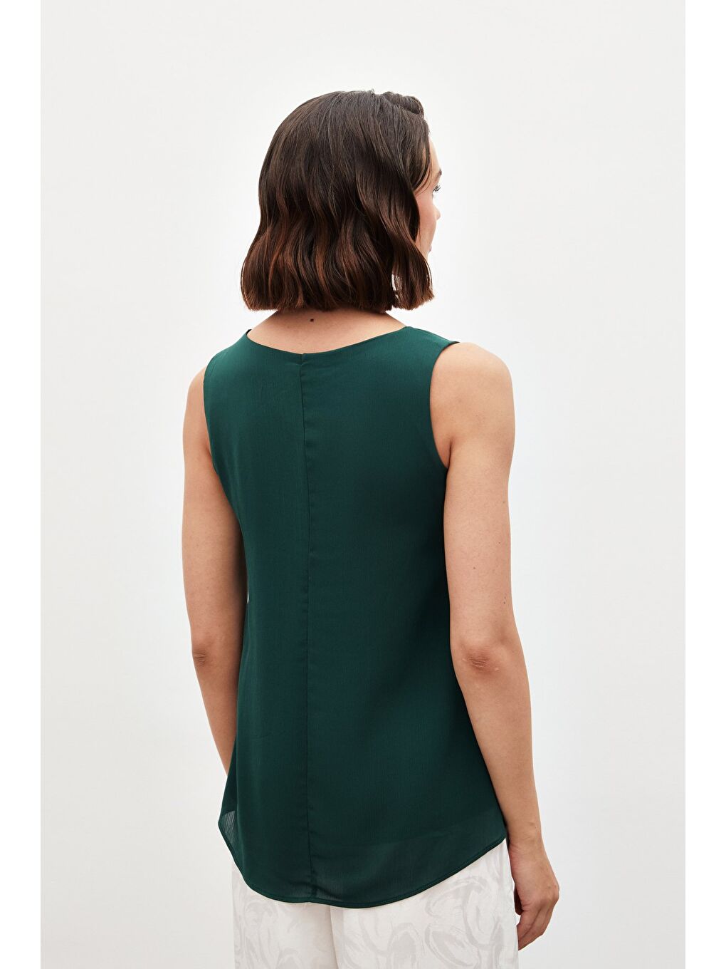 Yeşil Kolsuz Salaş Bluz - Zümrüt-6