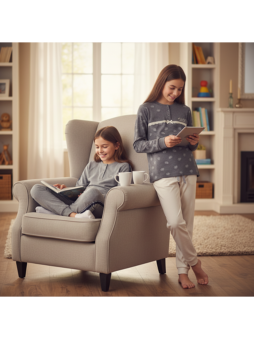 Karışık Genç Kadın Pamuklu 2 Adet 2'Li Pijama Takımı Al507 V2, Al506 V2 Bb2456