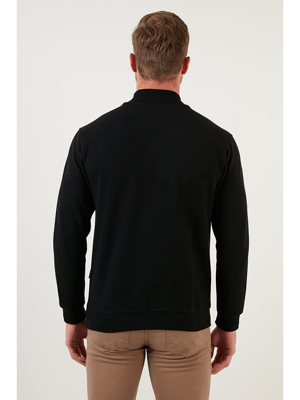 Siyah Pamuklu Yarım Fermuarlı Balıkçı Yaka Erkek Kazak 456209-5