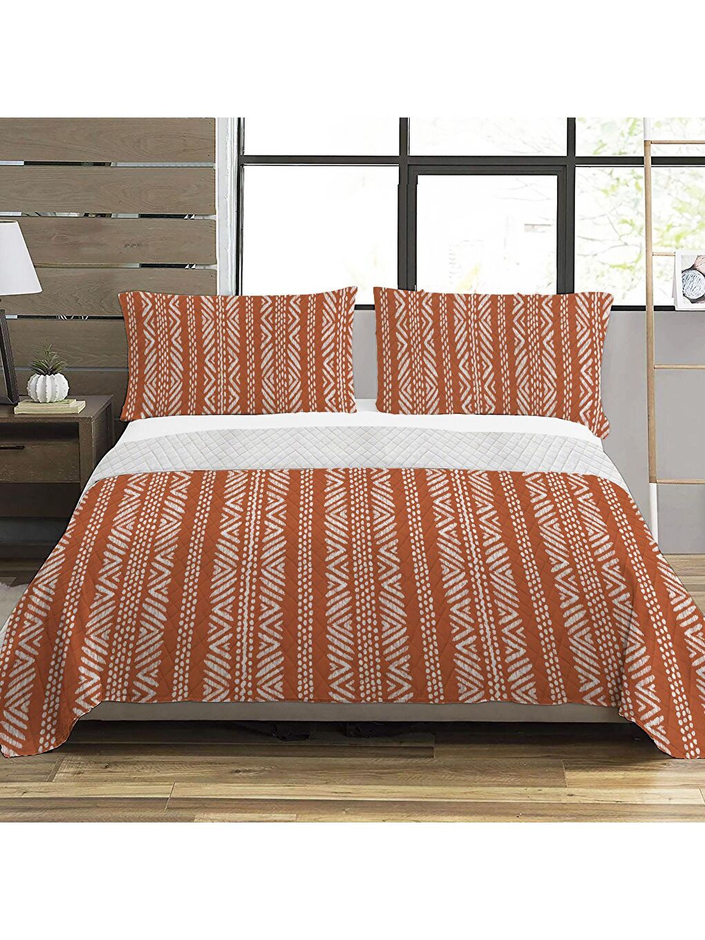 Karışık Modern Desen Çift Kişilik Baskılı Pike (200x220 Cm) Renkli