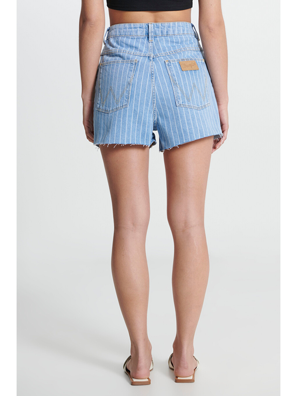 Regular Fit Yüksek Bel Açık Mavi Esnek Jean Şort-1