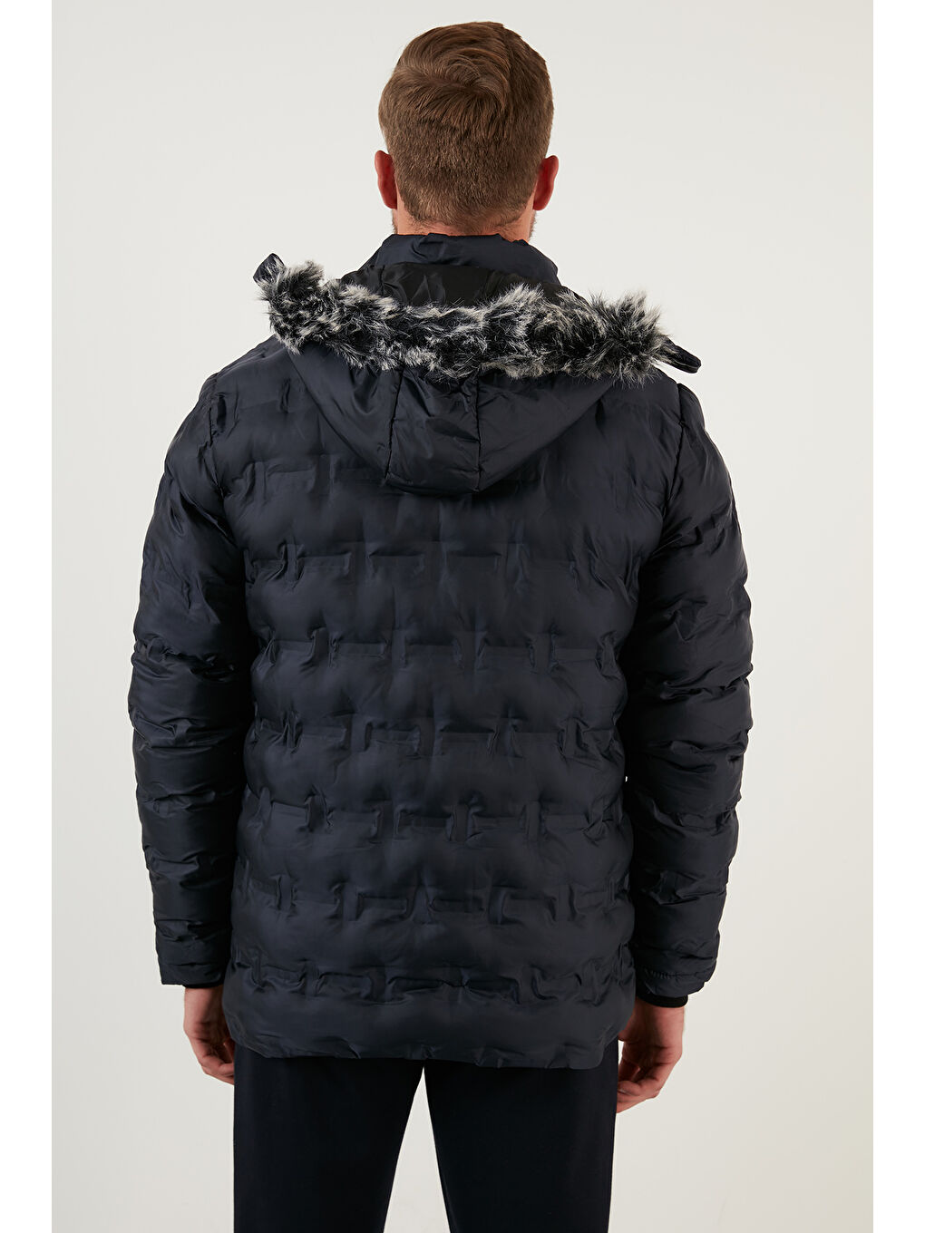 Lacivert Slim Fit Fermuarlı Çıkarılabilir Kapüşonlu Şişme Erkek Mont 5760065-5