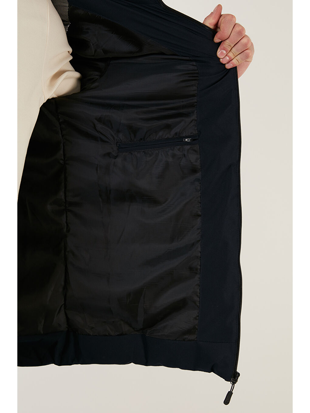 Lacivert Slim Fit Kapüşonlu Cepli Erkek Şişme Mont 6274818-5