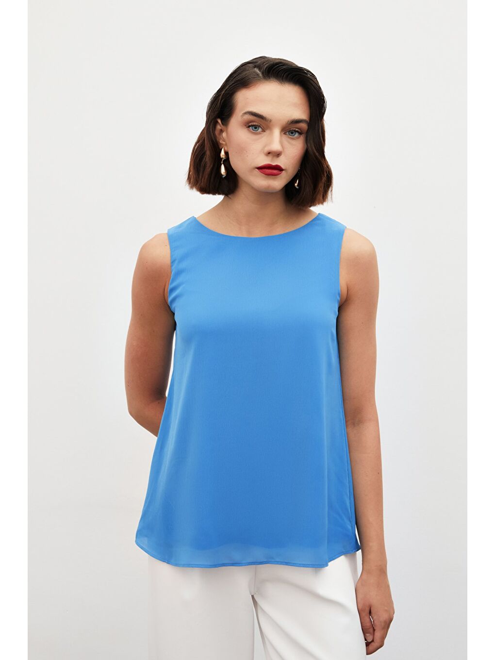 LCW Casual Kolsuz Salaş Bluz - Mavi