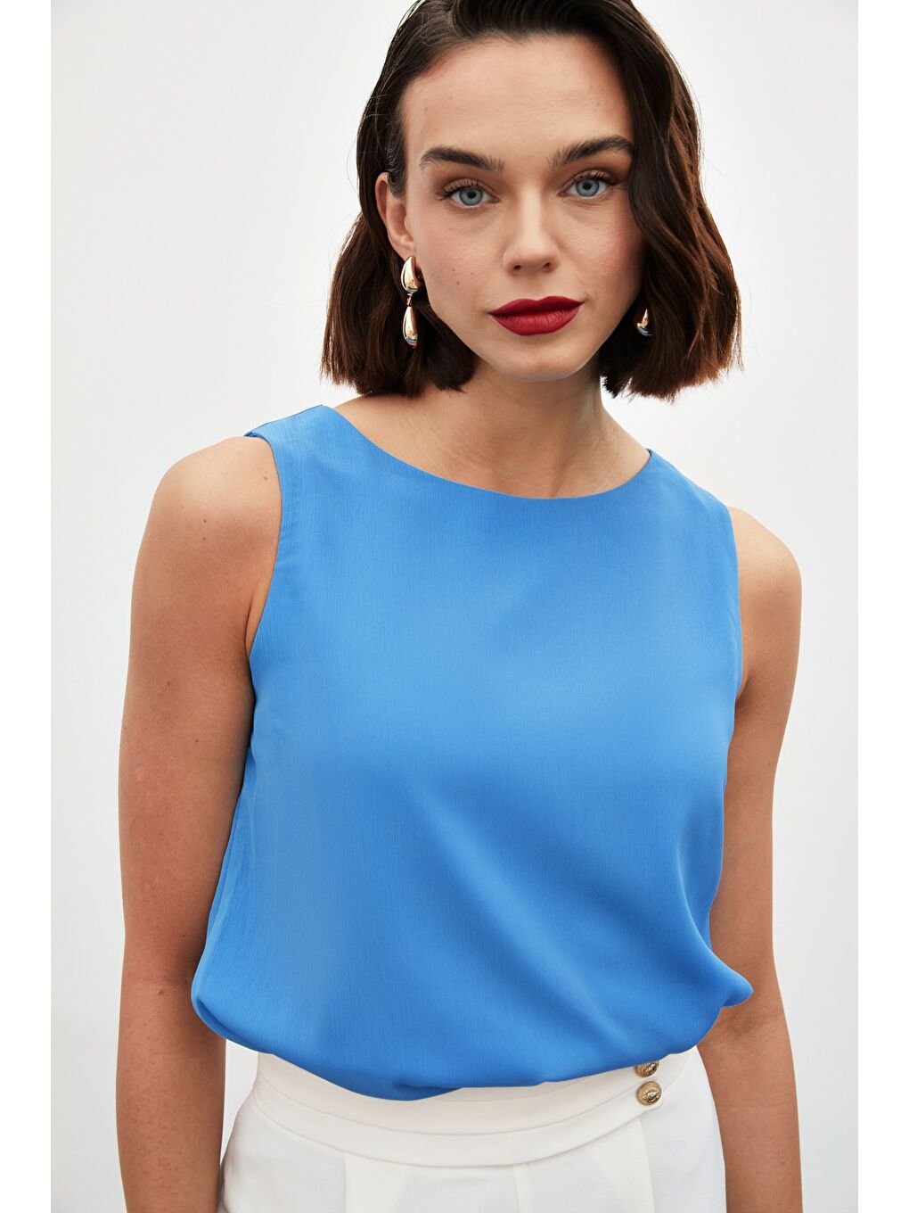 LCW Casual Kolsuz Salaş Bluz - Mavi - 1