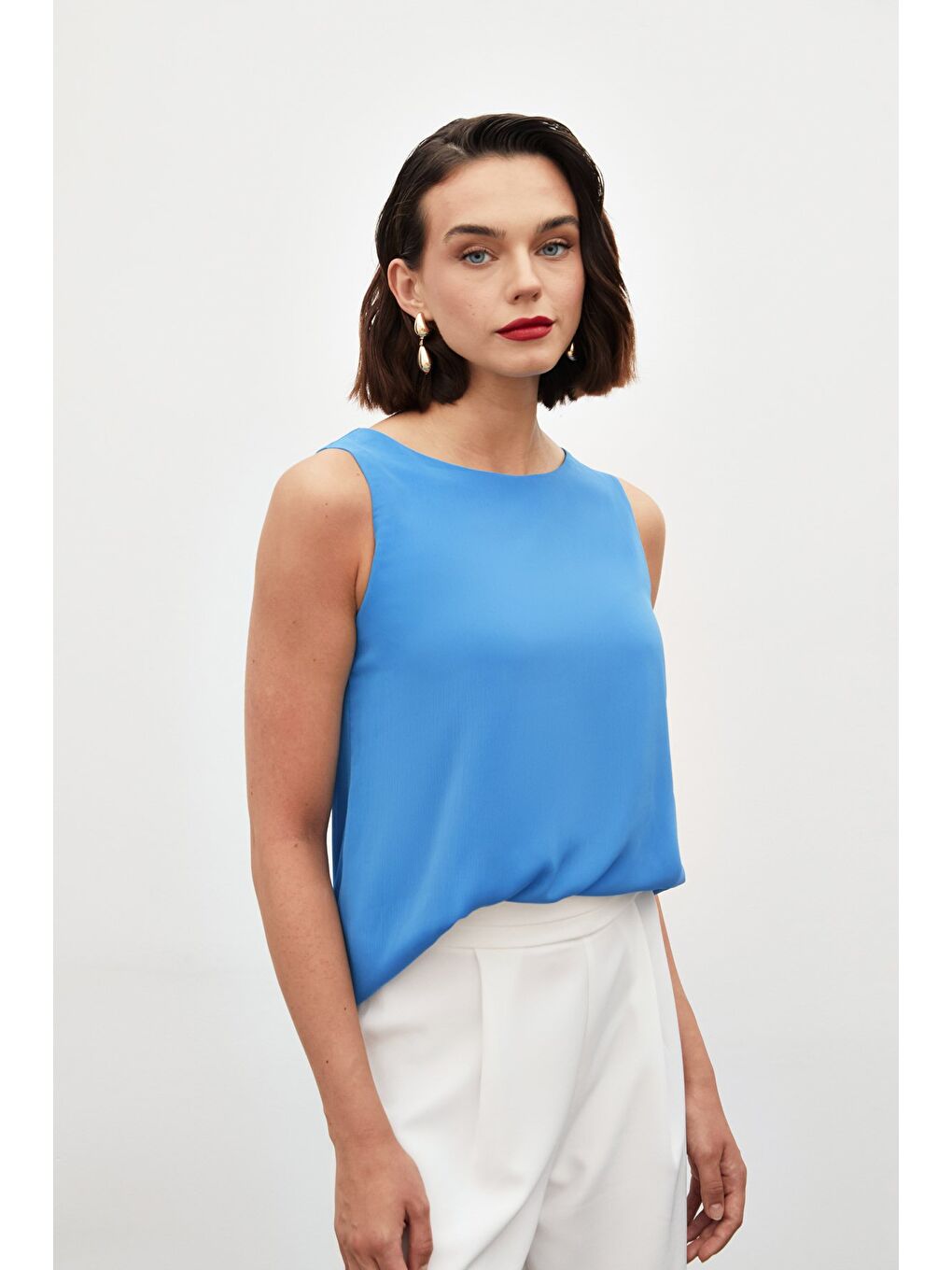 LCW Casual Kolsuz Salaş Bluz - Mavi - 2