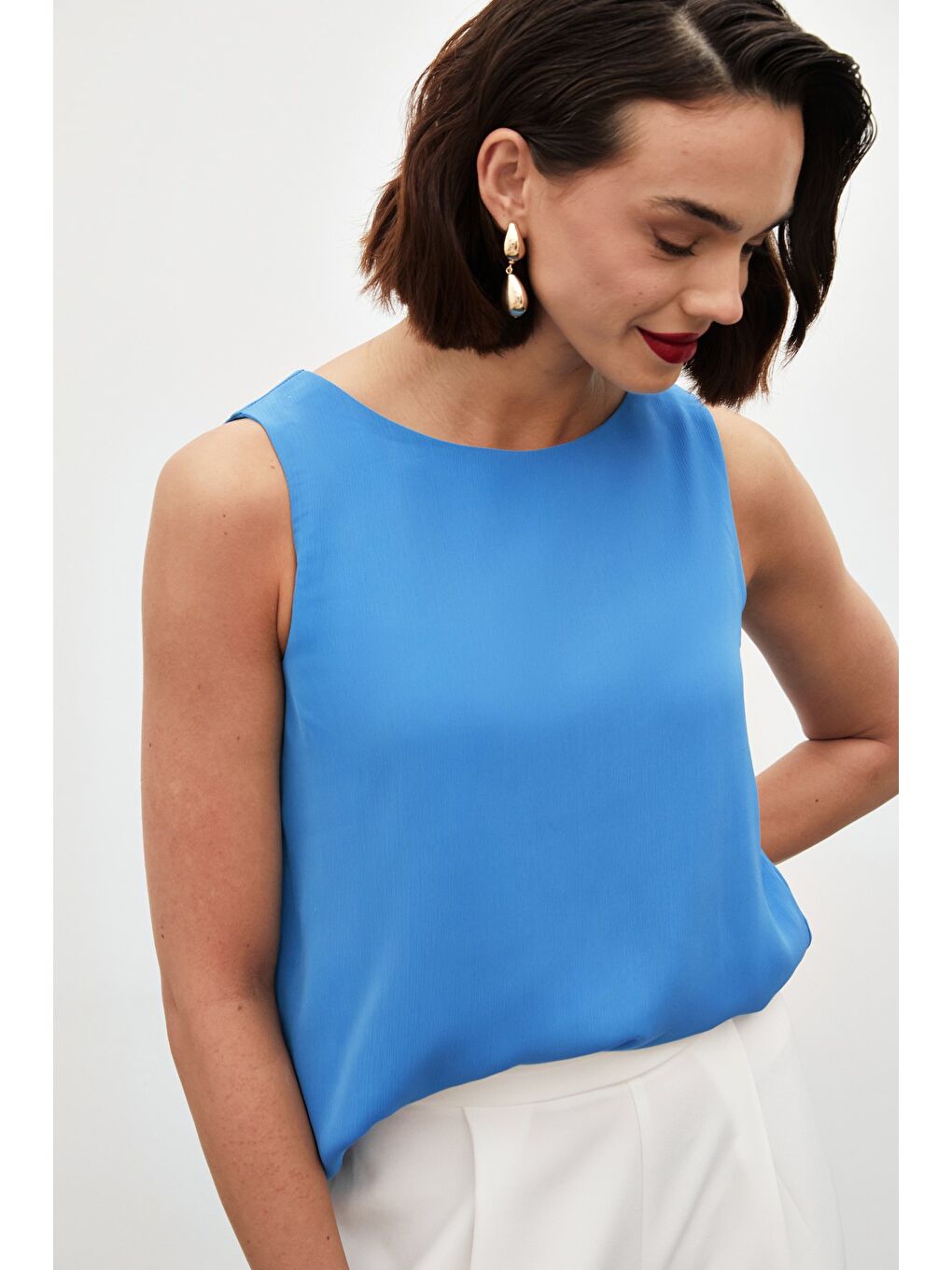 LCW Casual Kolsuz Salaş Bluz - Mavi - 3