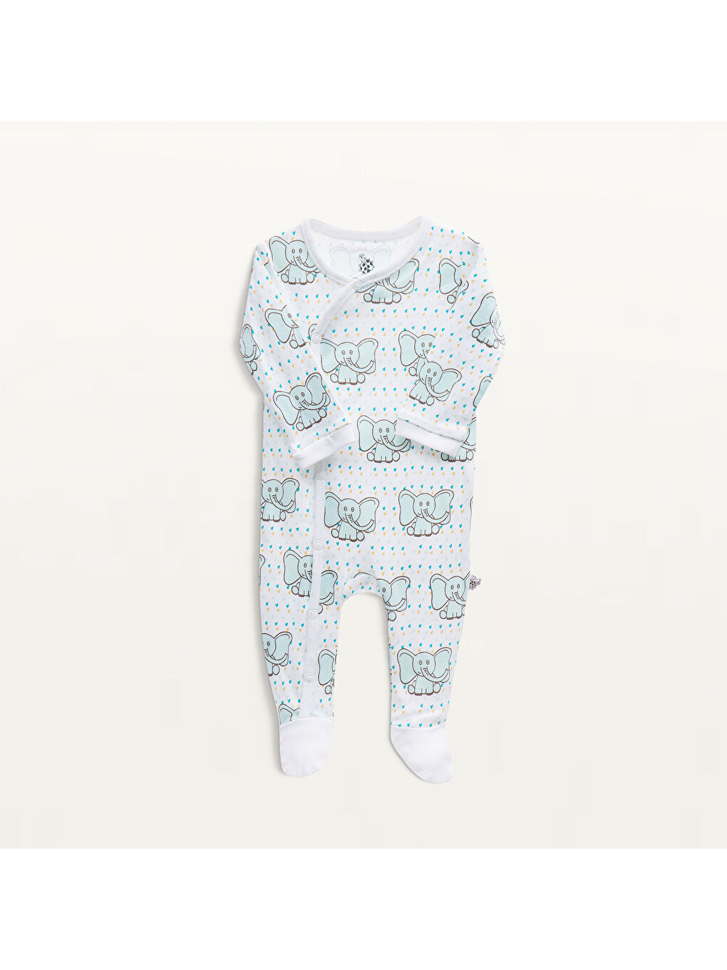 Turkuaz Borneo Bebek Tulumu %100 Organik Pamuk Penye Baskılı Mint