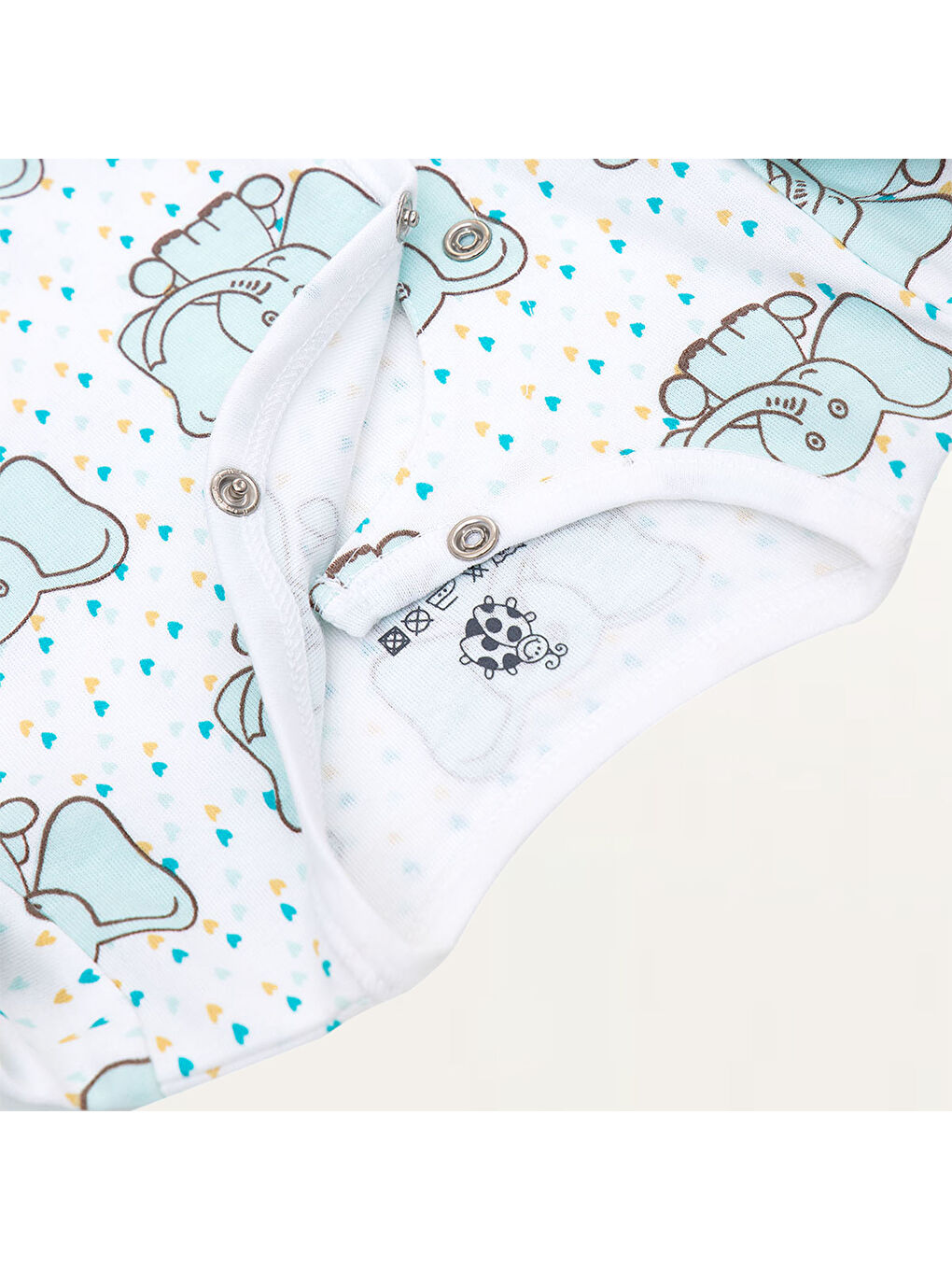 Turkuaz Borneo Bebek Tulumu %100 Organik Pamuk Penye Baskılı Mint-2