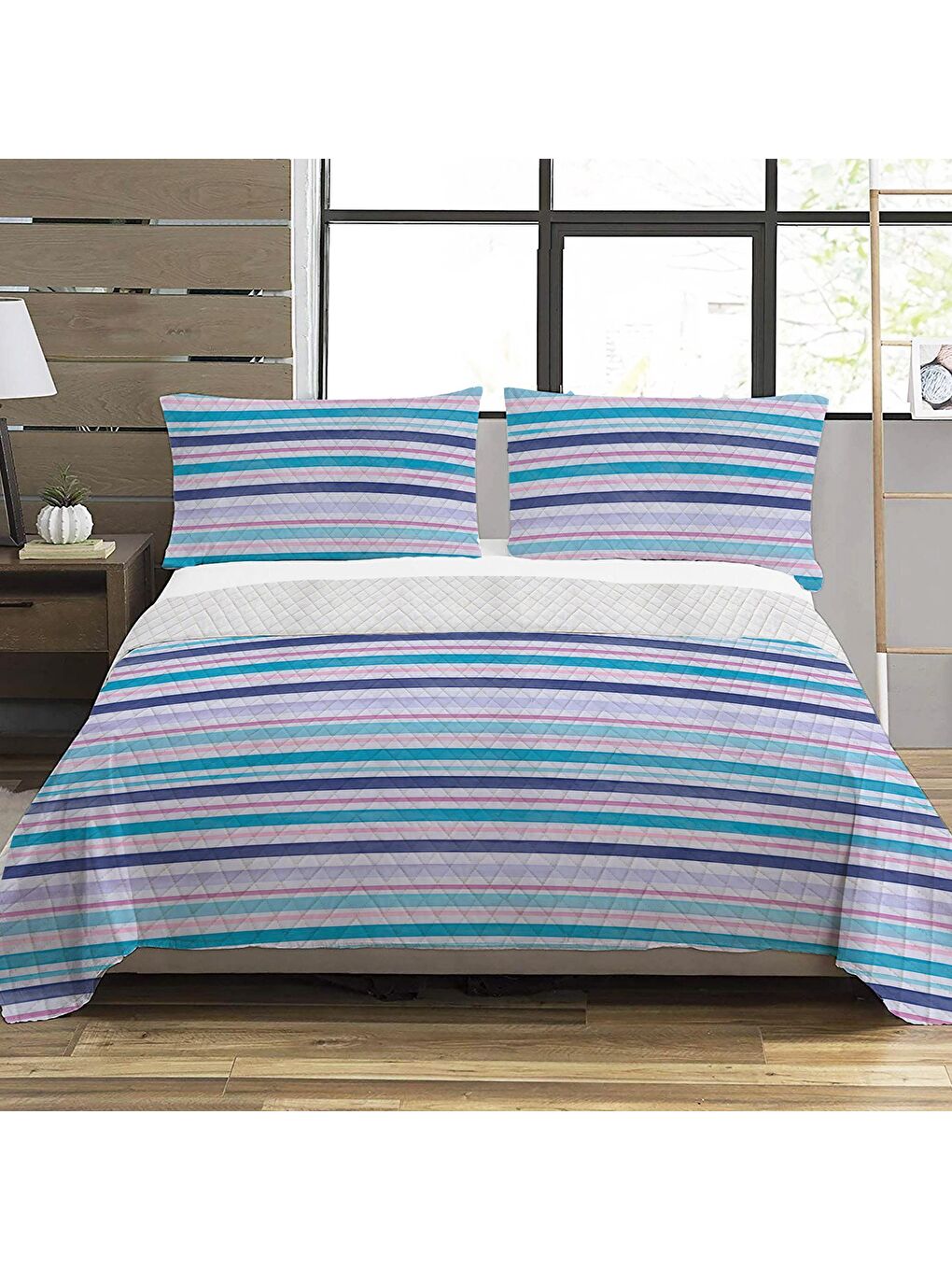 Karışık Modern Desen Çift Kişilik Baskılı Pike (200x220 Cm) Renkli