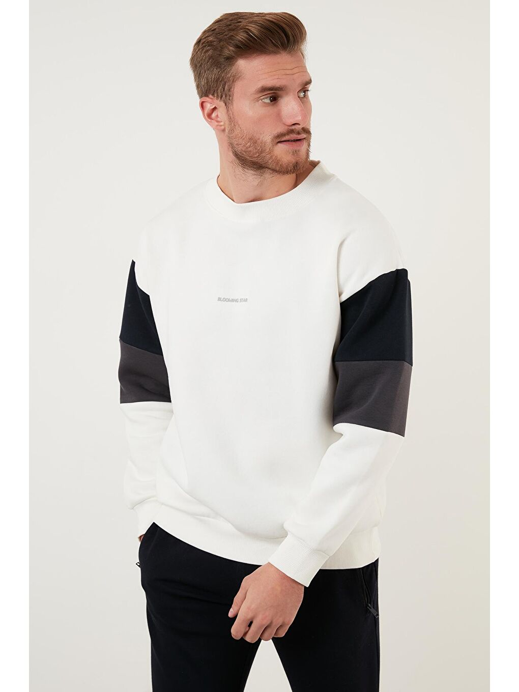 Ekru Pamuklu Oversize İçi Tüylü Yumuşak Şardonlu Sweat 5905298