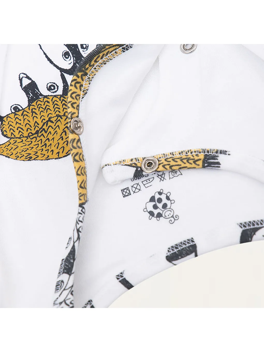 Pingu Bebek Tulumu %100 Organik Pamuk Penye Baskılı Beyaz-2