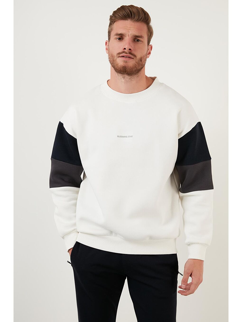 Ekru Pamuklu Oversize İçi Tüylü Yumuşak Şardonlu Sweat 5905298-2