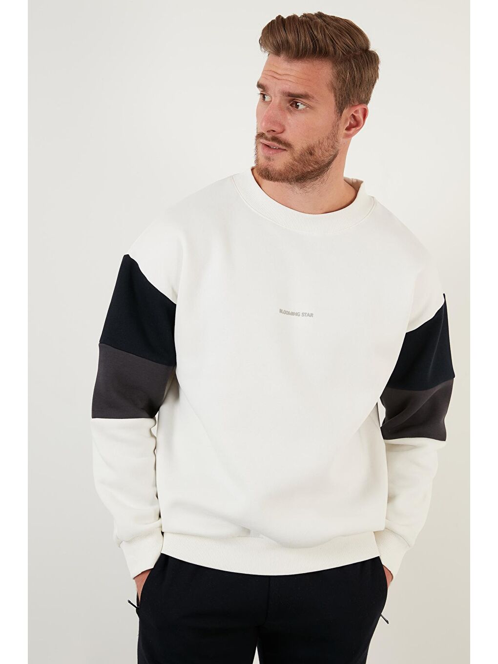 Ekru Pamuklu Oversize İçi Tüylü Yumuşak Şardonlu Sweat 5905298-3