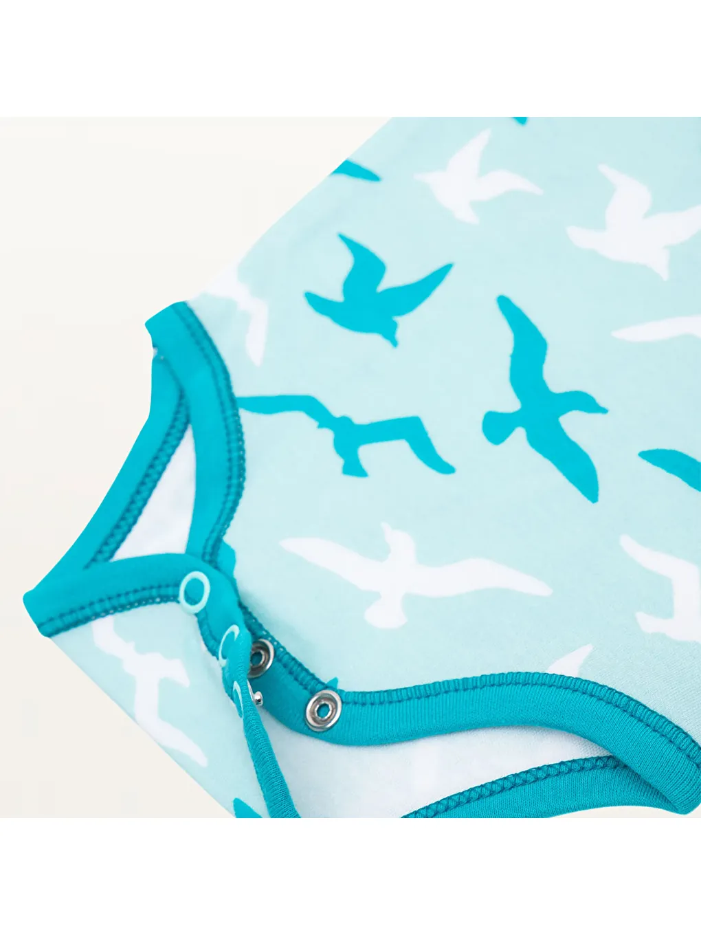 Turna 2'li Erkek Bebek Zıbın Kolsuz %100 Organik Pamuk Penye Baskılı Beyaz-Turkuaz-6
