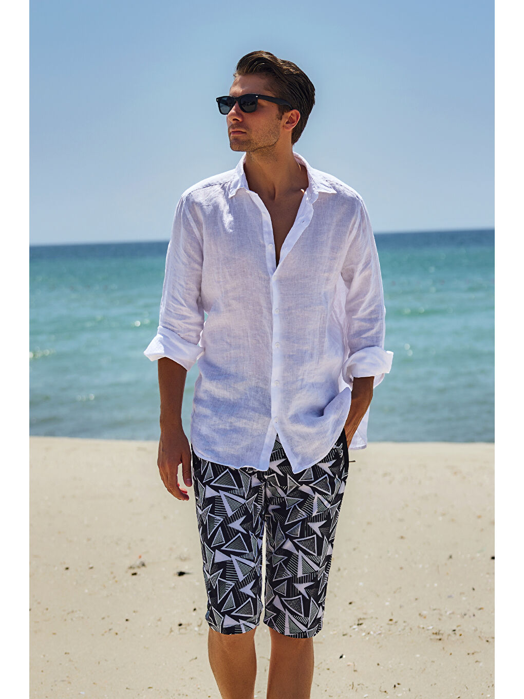 Siyah Desenli Erkek Şort Kapri Mayo RKS-03