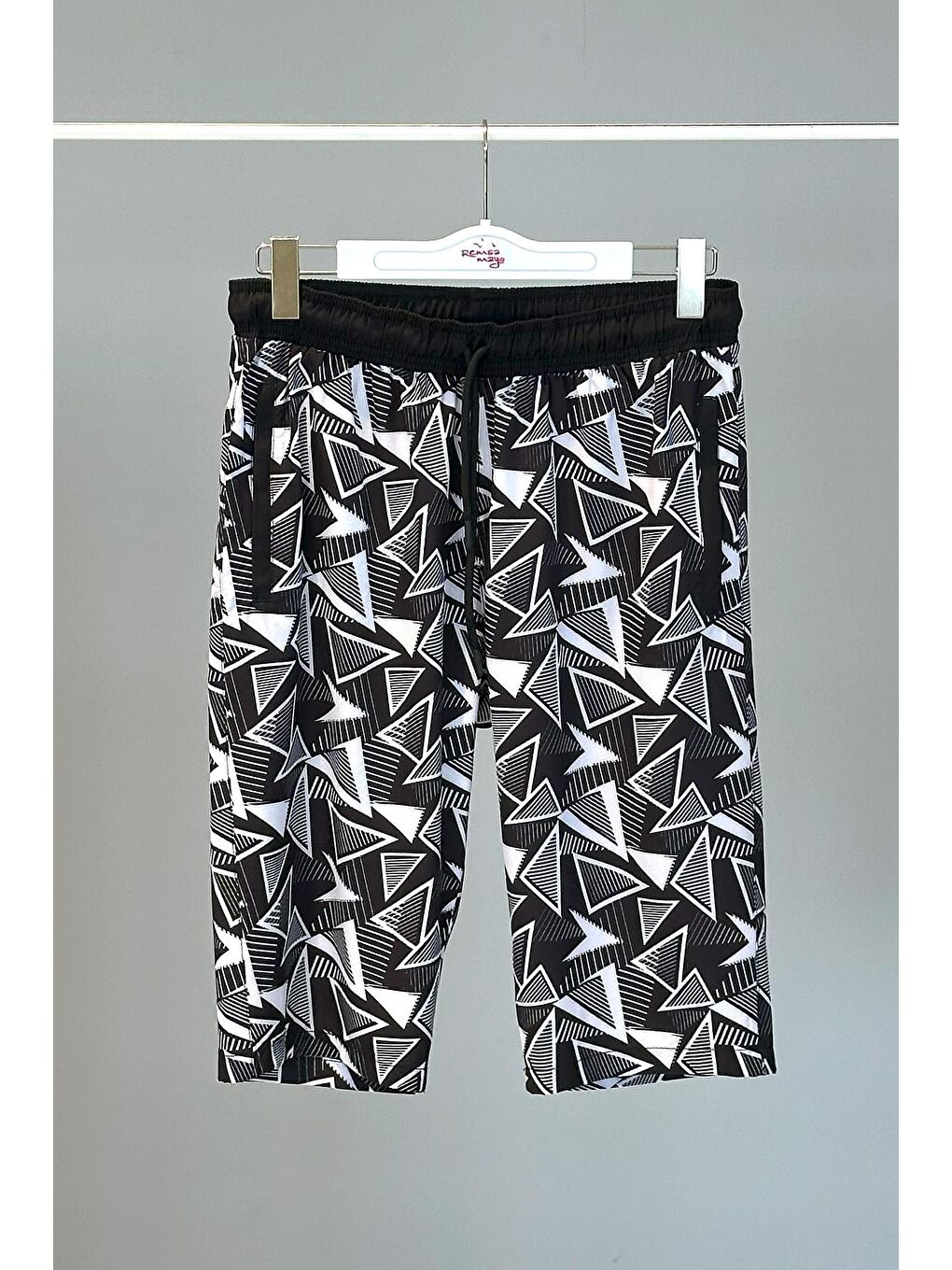 Siyah Desenli Erkek Şort Kapri Mayo RKS-03-1