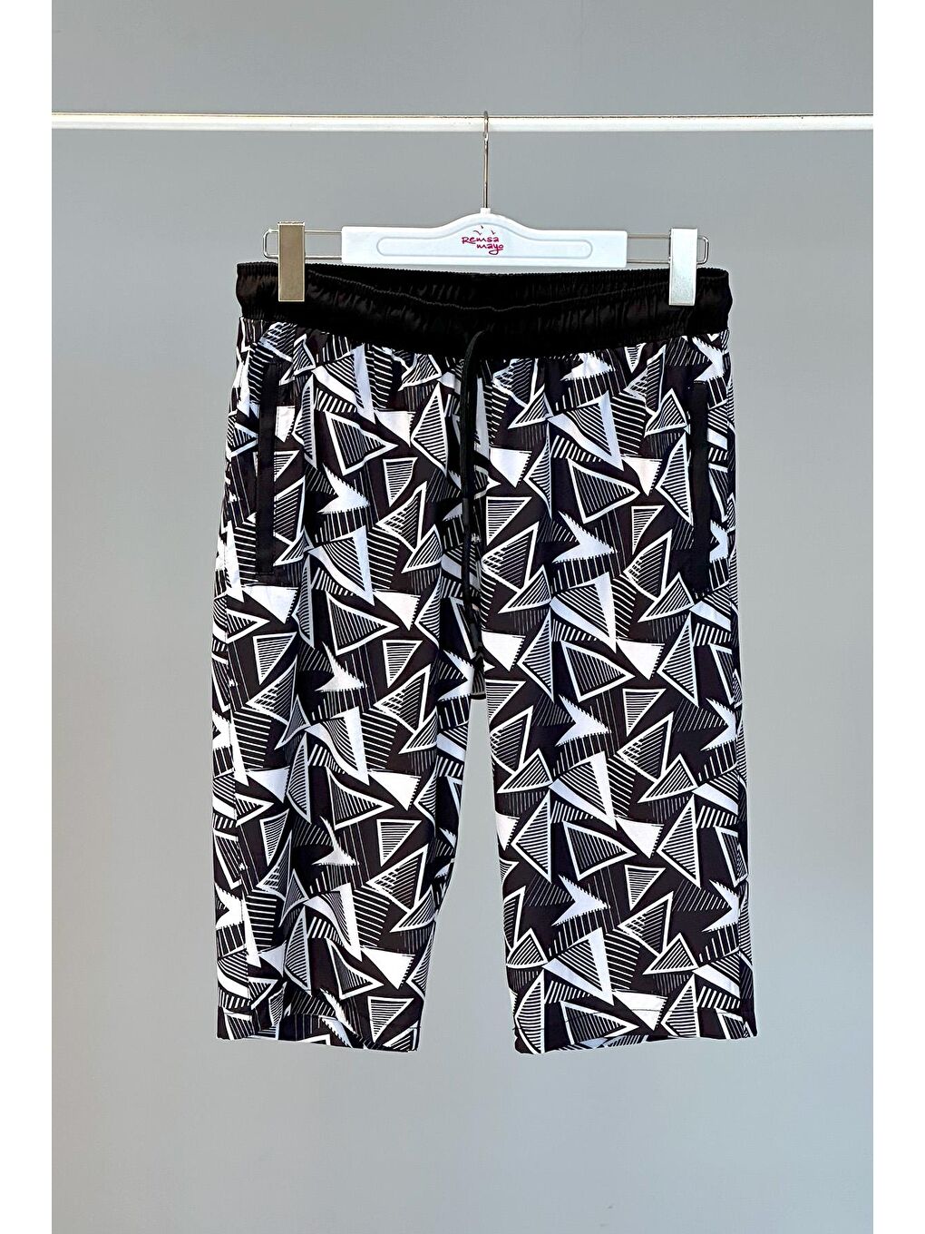 Siyah Desenli Erkek Şort Kapri Mayo RKS-03-2