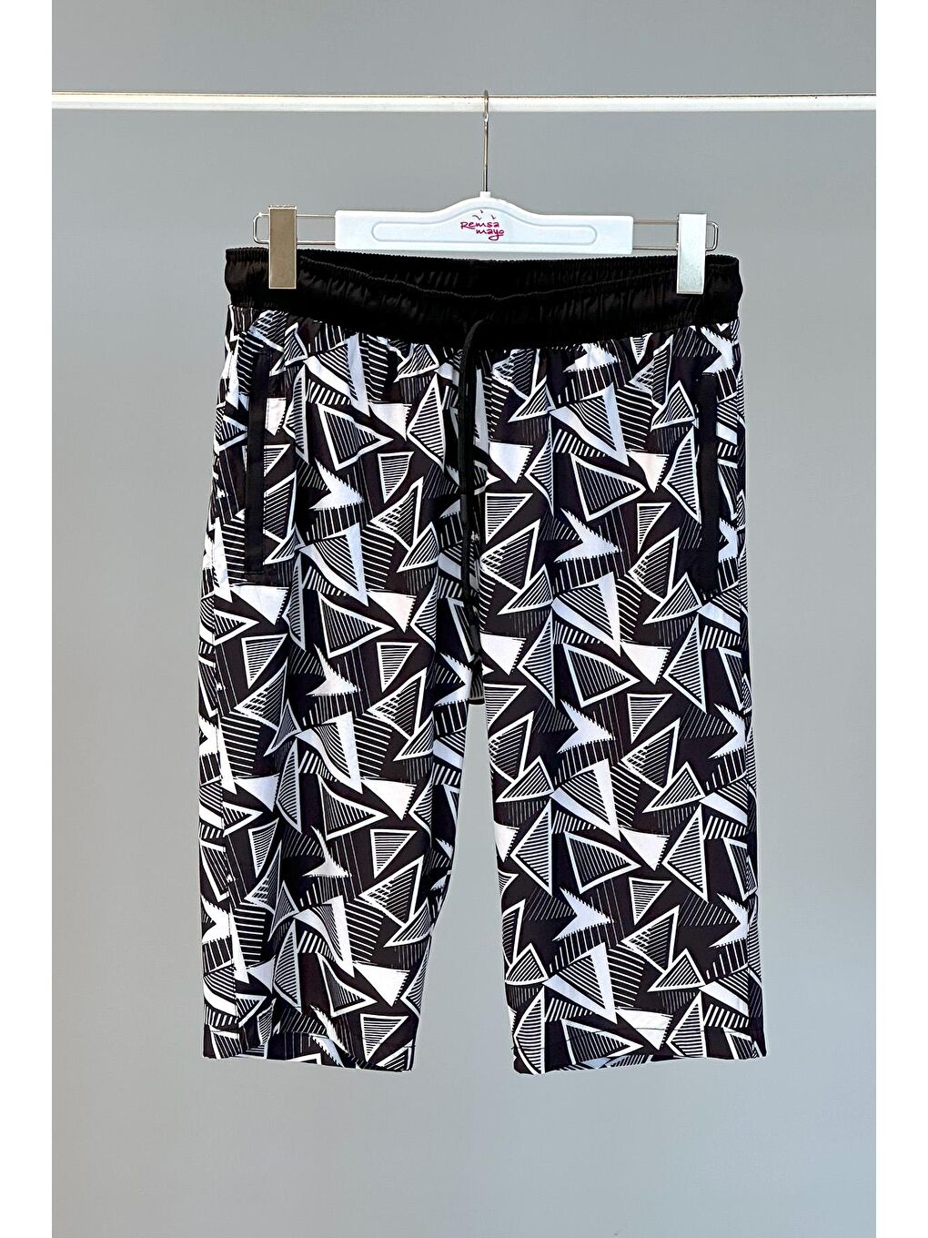 Siyah Desenli Erkek Şort Kapri Mayo RKS-03-3