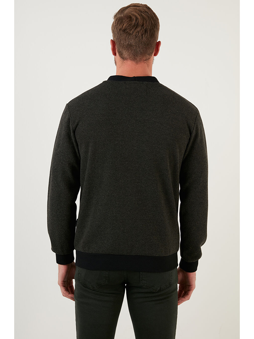 Haki Pamuklu Regular Fit Düğmeli V Yaka Erkek Hırka 456205-5